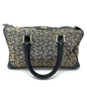 Celine Vintage Macadam Boston Bag – Triomphe Horse Carriage Logo, Navy Canvas